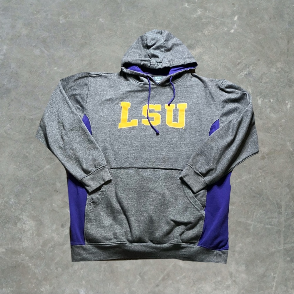 Majestic LSU Tigers College Football Hoodie Mens Size XXL Gray/Purple